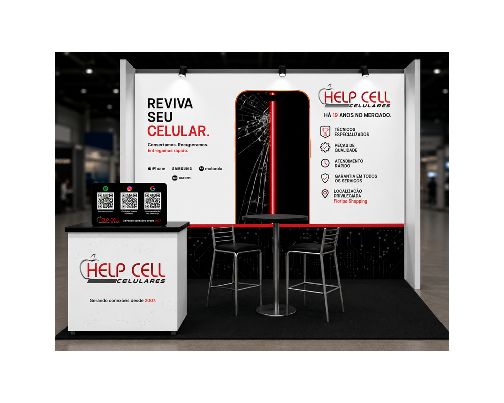 Help Cell Celulares — Design Gráfico · Estande para Feiras
